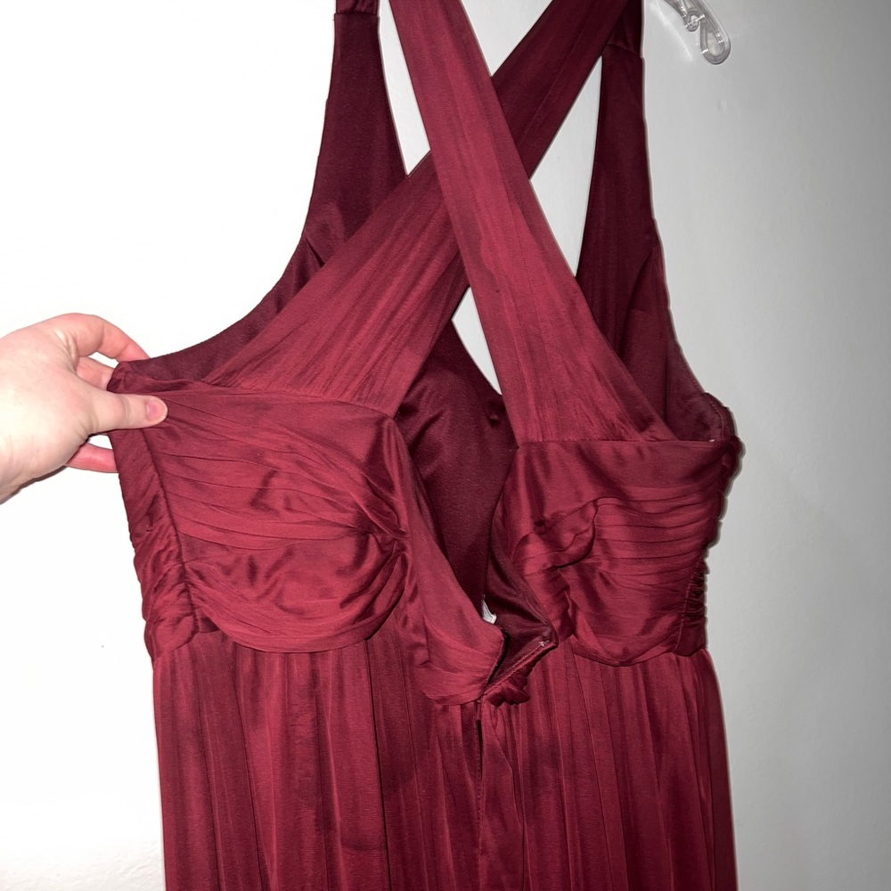 David’s Bridal size 28W Red Chiffon Bridesmaid dress with crisscross back.
